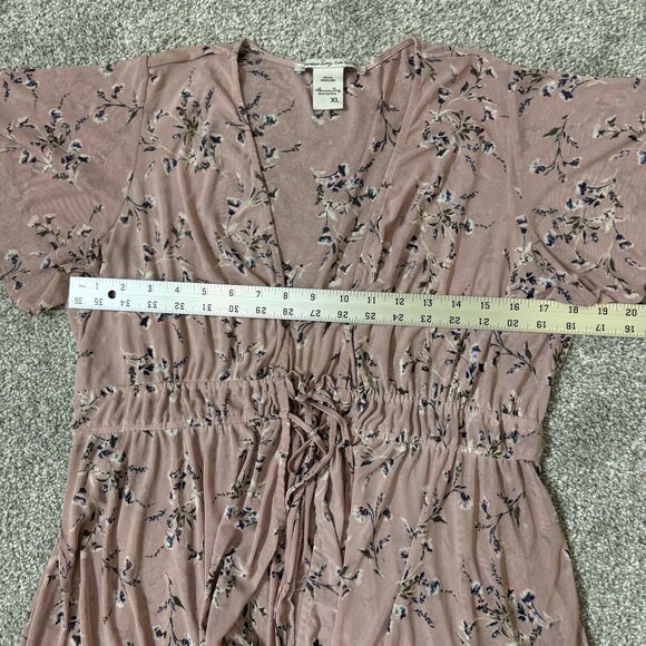 American Rag Cie Kimono Cardigan Womens XL Pink Floral Hi-Low Sheer Boho Hippie - Picture 10 of 10